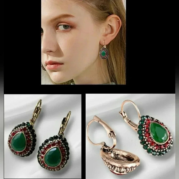 Vintage Inspired Victorian Boho Gypsy Chic Crystal Rinestone Teardrop - Picture 1 of 6